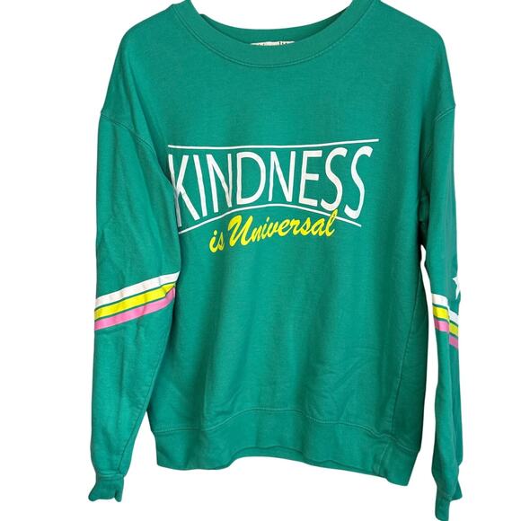 Wound Up Kindness Is Universal Green Crewneck Sweatshirt L 11-13 Retro - Picture 1 of 6
